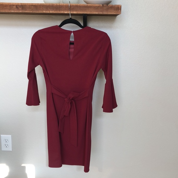 Lulus Center of Attention Maroon Bell Sleeve Dress - Picture 3 of 7